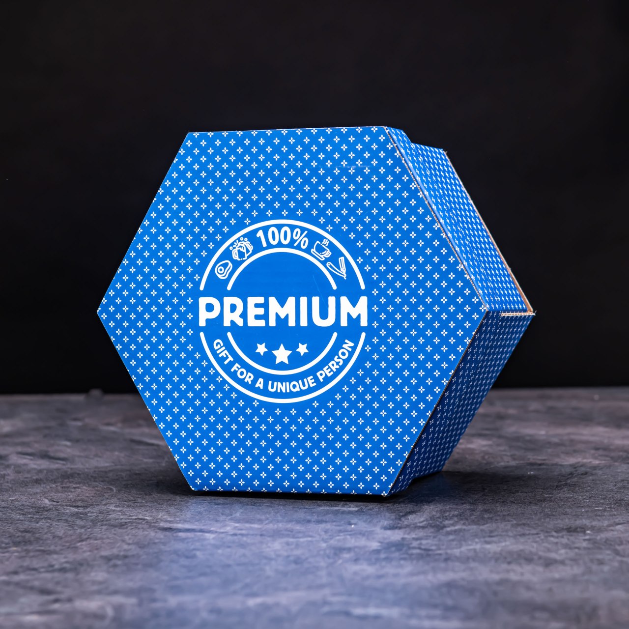 Hexagon plný prémiové kávy - Modrý