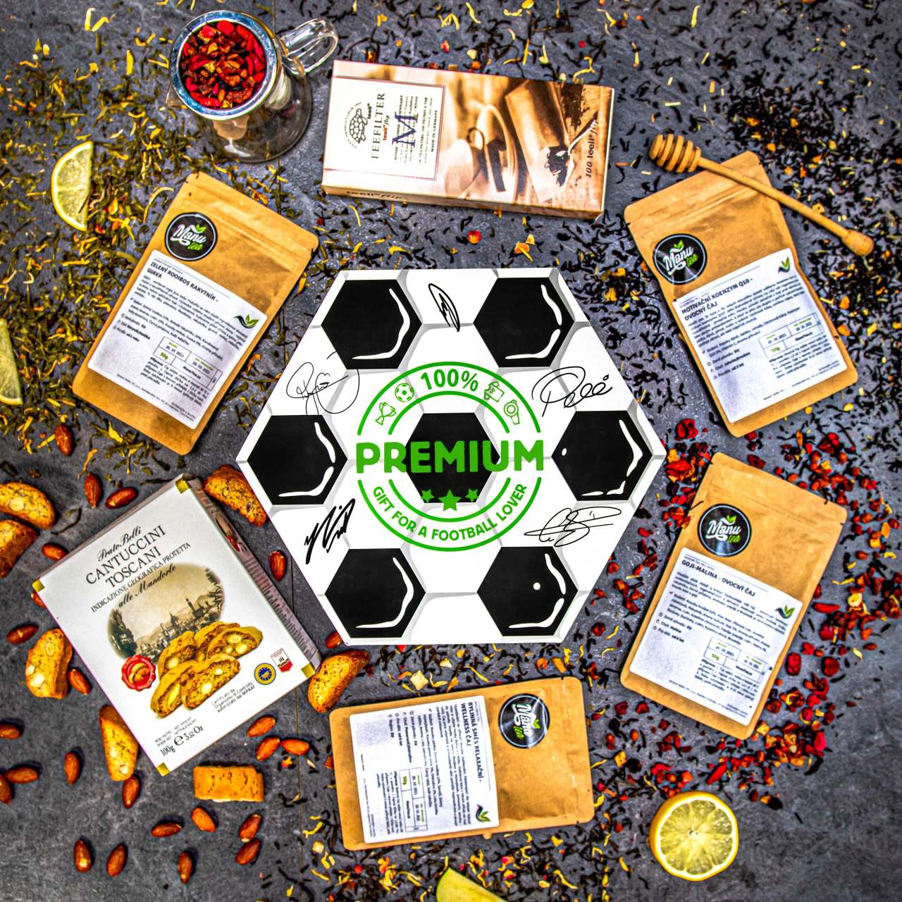 Hexagon plný kvalitních čajů - Fotbalový