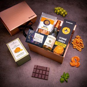 Giftboxeo ajándékdoboz (rózsaarany) – Borivóknak, fehérborral