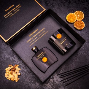 Exkluzív illatgyertya és aromadiffúzor ajándékcsomag intenzív illattal – Sandalwood & Sweet Orange