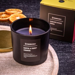 Luxus illatgyertya prémium illattal – Santal & Édes narancs 200 g